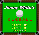 Jimmy White's Cue Ball title screen for GameBoy Color